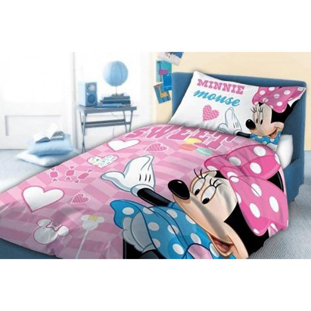 Minnie Mouse 'Sweet' Baby Cot/Toddler Bed Duvet Set –