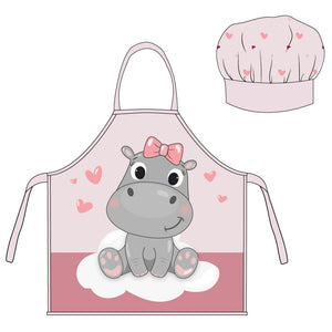 Hippopotamus Kids Cooking Apron & Hat Set