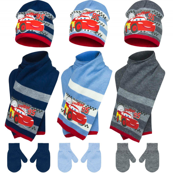 'Cars' Baby hat + scarf + gloves set