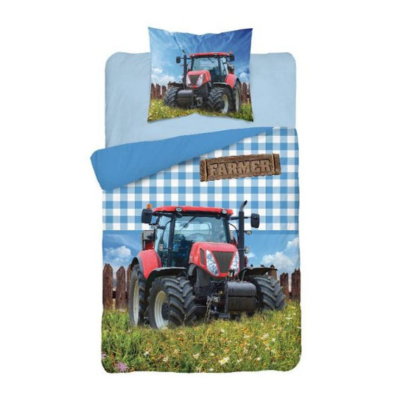 Tractor & Farmer Badge Single Bed Duvet Set